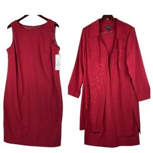 Studio I XL 1X 14W 2 pc Outfit Set Dress Jacket Red Party Holiday Wedding